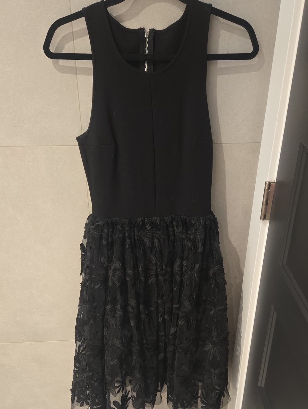 Maje Black Tulle Floral Dress